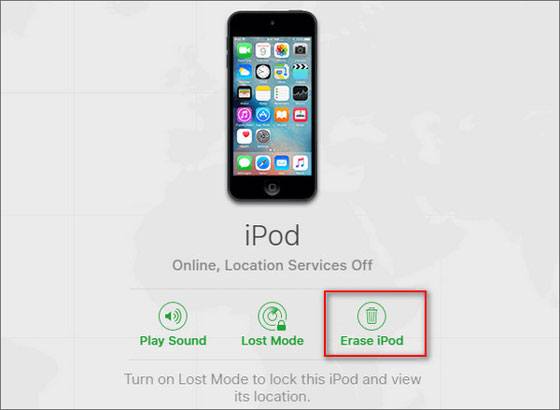 erase ipod touch via icloud to remove the activation lock