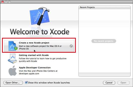 hit create a new xcode project