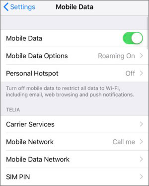 check iphone unlock status without sim card via mobile data settings