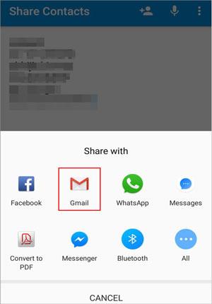 send contacts from oppo to samsung via email